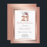 Elegant Blush Pink 21st Birthday Party<br><div class="desc">Levendige folieachtergrond met schaduwen aan de boven- en ondergrens. Elegant en trendy ontwerp met fancy manuscripttypografie. Alle tekst kan worden aangepast en kan eenvoudig worden gewijzigd voor uw eigen wensen. Geweldig elegante 21e verjaardagsfeestontwerp. Verkrijgbaar in verschillende kleuren: roze, eenvoudige en elegante faux zilveren confetti en zilver lijst. Aangepaste 21e verjaardagsuitnodigingen....</div>