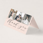 Elegant Blush Pink 3 Foto Collage Hartelijk dank Kaart (Voorkant)