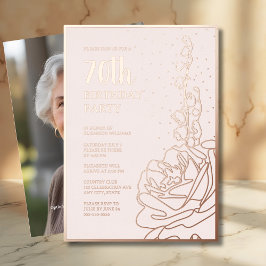 Elegant Blush Pink 70e aangepaste verjaardagsfeest Folie Uitnodiging