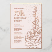 Elegant Blush Pink 70e aangepaste verjaardagsfeest Folie Uitnodiging (Voorkant)