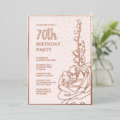 Elegant Blush Pink 70e aangepaste verjaardagsfeest Folie Uitnodiging (Staand Voorkant)