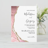 Elegant Blush Pink Agate Geode Gold Wedding Kaart (Staand voorkant)