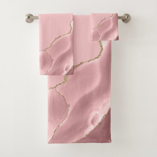Elegant Blush Pink Agate Gold Glitter Bad Handdoek (Insitu)