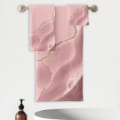 Elegant Blush Pink Agate Gold Glitter Bad Handdoek