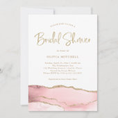 Elegant Blush Pink Agate met Gold | VRIJGEZELLENFE Kaart (Voorkant)