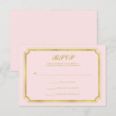 Elegant Blush Pink and Faux Gold Wedding RSVP (Voorkant / Achterkant)