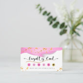 Elegant Blush Pink and Gold Glitter Loyalty Card (Staand voorkant)