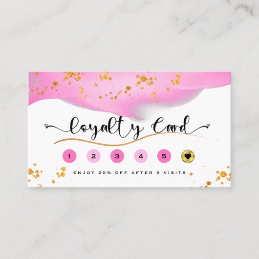 Elegant Blush Pink and Gold Glitter Loyalty Card (Voorkant)