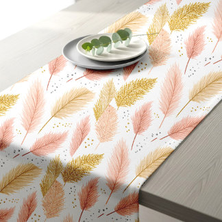 Elegant Blush Pink and Gold Glitter Pampas Grass  Korte Tafelloper