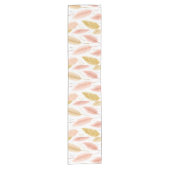 Elegant Blush Pink and Gold Glitter Pampas Grass Korte Tafelloper (Voorkant)