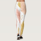 Elegant Blush Pink and Gold Glitter Pampas Grass Leggings (Achterkant)