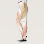 Elegant Blush Pink and Gold Glitter Pampas Grass Leggings (Links)