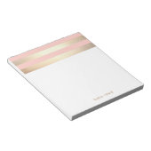 Elegant Blush Pink and Gold Stripes Name Notitieblok (Schuin)