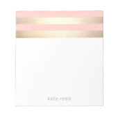 Elegant Blush Pink and Gold Stripes Name Notitieblok (Voorkant)