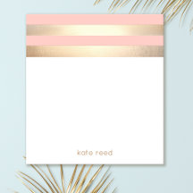 Elegant Blush Pink and Gold Stripes Name