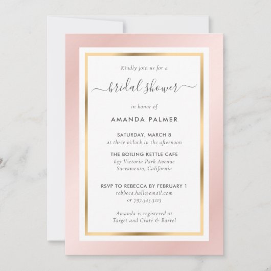 Elegant Blush Pink and Gold Vrijgezellenfeest Kaart (Voorkant)