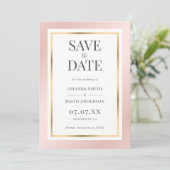 Elegant Blush Pink and Gold Wedding Save The Date (Staand voorkant)