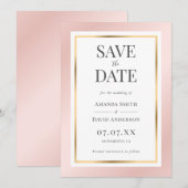 Elegant Blush Pink and Gold Wedding Save The Date (Voorkant / Achterkant)