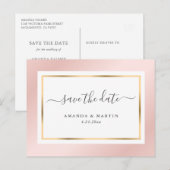 Elegant Blush Pink and Gold Wedding Save the Date Aankondigingskaart (Voorkant / Achterkant)