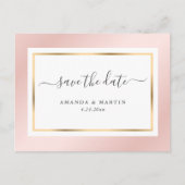 Elegant Blush Pink and Gold Wedding Save the Date Aankondigingskaart (Voorkant)