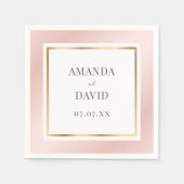 Elegant Blush Pink and Gold Wedding Servet (Voorkant)