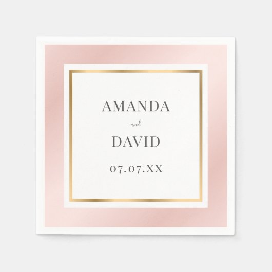 Elegant Blush Pink and Gold Wedding Servet (Voorkant)