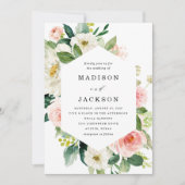 Elegant Blush Pink and White Floral Wedding Kaart (Voorkant)