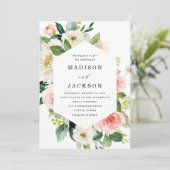 Elegant Blush Pink and White Floral Wedding Kaart (Staand voorkant)