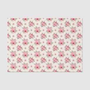 Elegant Blush Pink and White Rose Floral Pattern Tissuepapier