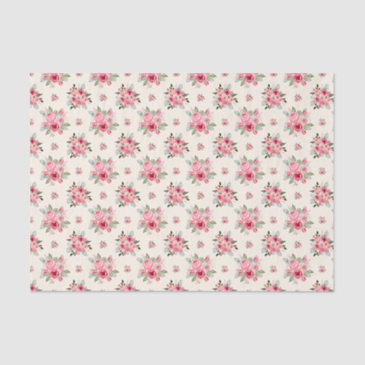 Elegant Blush Pink and White Rose Floral Pattern Tissuepapier (Voorkant)