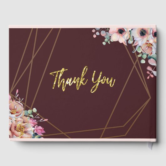 Elegant Blush Pink Anemone Floral Geometrische Lij Gastenboek (Achterkant)