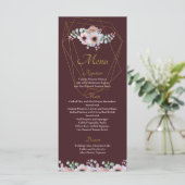 Elegant Blush Pink Anemone Floral Geometrische Lij Menu (Staand voorkant)