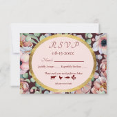 Elegant Blush Pink Anemone Floral Geometrische Lij RSVP Kaartje (Voorkant)