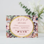 Elegant Blush Pink Anemone Floral Geometrische Lij RSVP Kaartje (Staand voorkant)