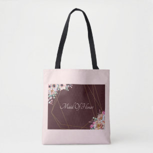 Elegant Blush Pink Anemone Floral Geometrische Lij Tote Bag