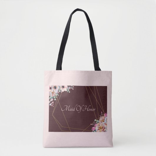 Elegant Blush Pink Anemone Floral Geometrische Lij Tote Bag (Voorkant)
