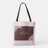 Elegant Blush Pink Anemone Floral Geometrische Lij Tote Bag (Achterkant)