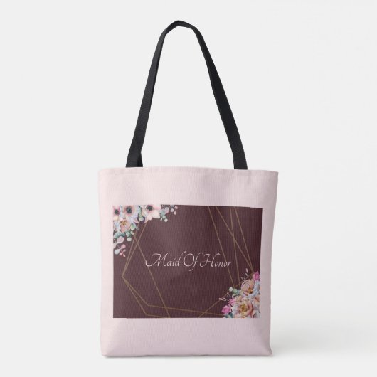 Elegant Blush Pink Anemone Floral Geometrische Lij Tote Bag (Achterkant)