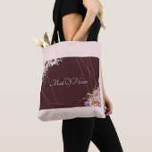 Elegant Blush Pink Anemone Floral Geometrische Lij Tote Bag (Dichtbij)