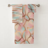 Elegant Blush Pink, Aqua & Gold Seamless Pattern Bad Handdoek (Insitu)