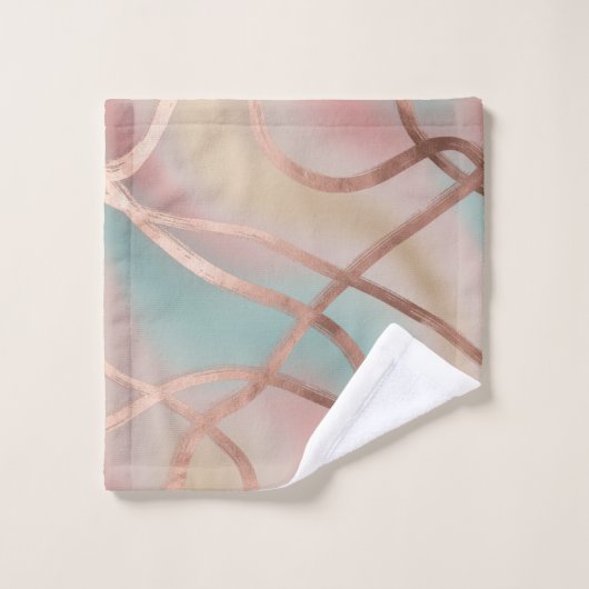 Elegant Blush Pink, Aqua & Gold Seamless Pattern Bad Handdoek (Wasdoekje)