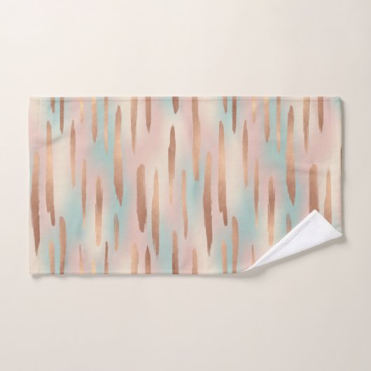 Elegant Blush Pink, Aqua & Gold Seamless Pattern Bad Handdoek (Handdoek)