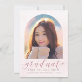 Elegant Blush Pink Arch 2025 Foto Afstuderen Aankondiging (Voorkant)