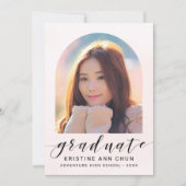 Elegant Blush Pink Arch 2025 Foto Afstuderen Aankondiging (Voorkant)