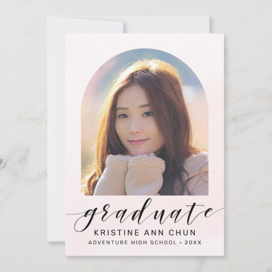 Elegant Blush Pink Arch 2025 Foto Afstuderen Aankondiging (Voorkant)