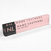Elegant Blush Pink Black Monogram Desk Naambordje