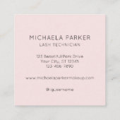 Elegant Blush Pink Black Script 3 Photo Lashes Vierkante Visitekaartje (Achterkant)