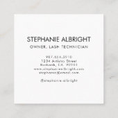 Elegant Blush Pink Black Script 3 Photo Lashes Vierkante Visitekaartje (Achterkant)