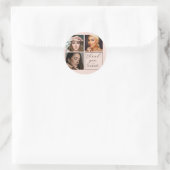 Elegant Blush Pink Black Script 3 Photo Makeup  Ronde Sticker (Tas)