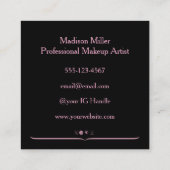 Elegant Blush Pink Black Script 3 Photo Makeup Squ Vierkante Visitekaartje (Achterkant)